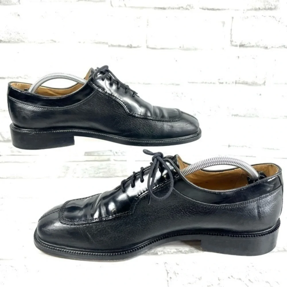 San Remo Made in Italy Black Leather Men's 10.5 Oxford Dress Shoes
